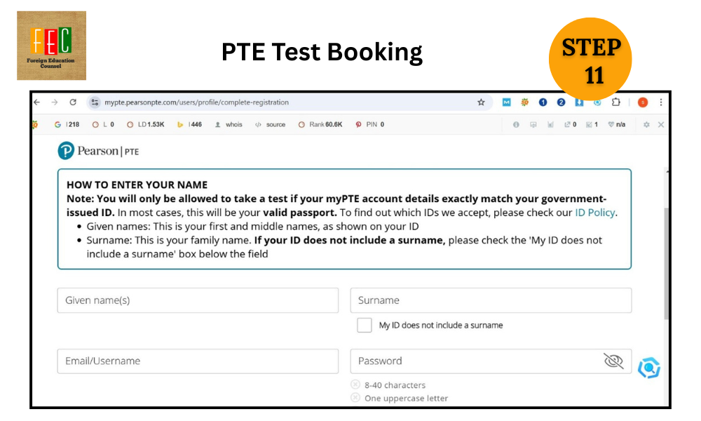 PTE Test FEE