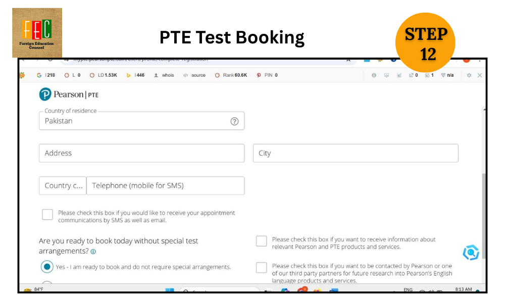PTE Test Fee