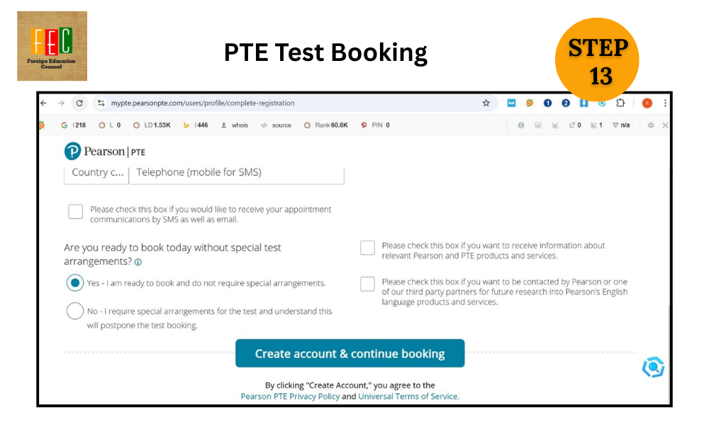 PTE Test Fee
