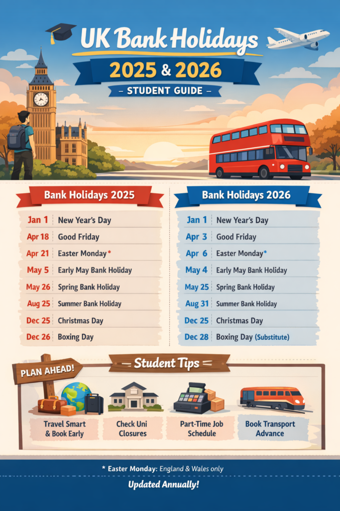 Bank Holidays 2025 & 2026 UK 